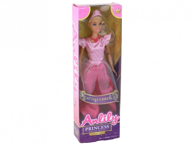 Poupée Anlily Princesse Blonde avec Tiare en Robe Rose