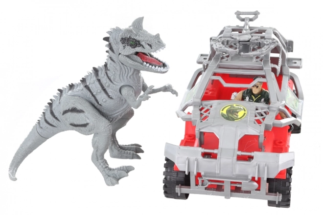 Voiture avec dinosaure