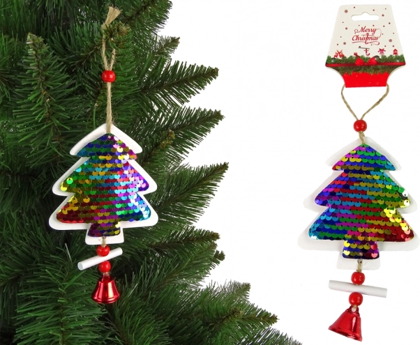 Décoration de Noël – sapin à paillettes avec grelot