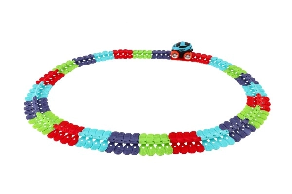 Circuit de course pour enfants avec pièces interchangeables et petite voiture lumineuse