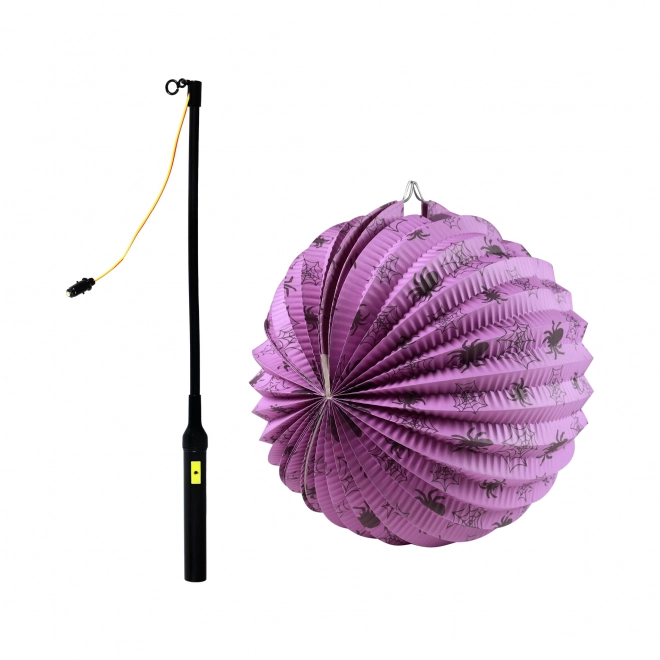 Lampion Halloween araignées 25 cm avec baguette lumineuse 40 cm
