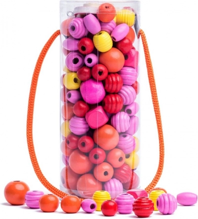 Perles en tube rose–jaune–rouge