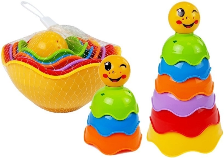 Pyramide empilable colorée en gobelets pour bébés Muszelki