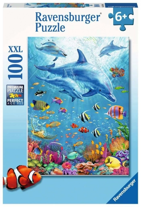 Puzzle Ravensburger Parmi les dauphins XXL 100 pièces
