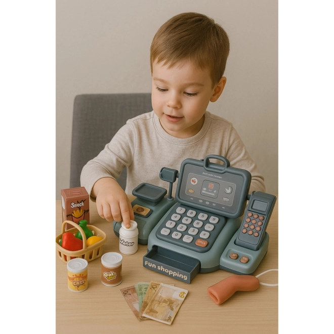 Caisse enregistreuse interactive avec accessoires et scanner