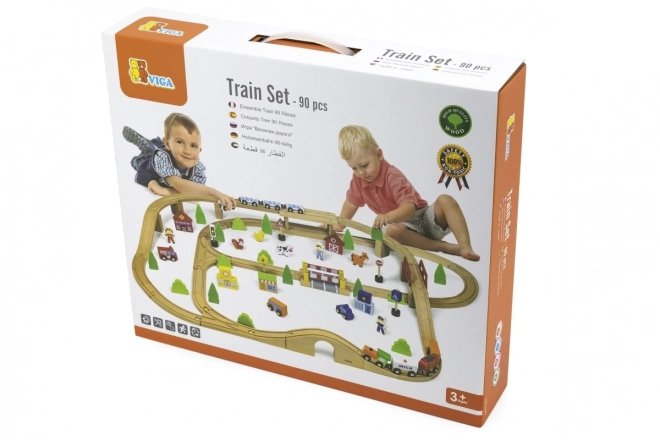 Viga Circuit de train en bois 90 pcs