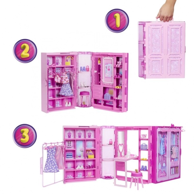 Barbie Garde-robe de rêve en couleurs pastel avec poupée