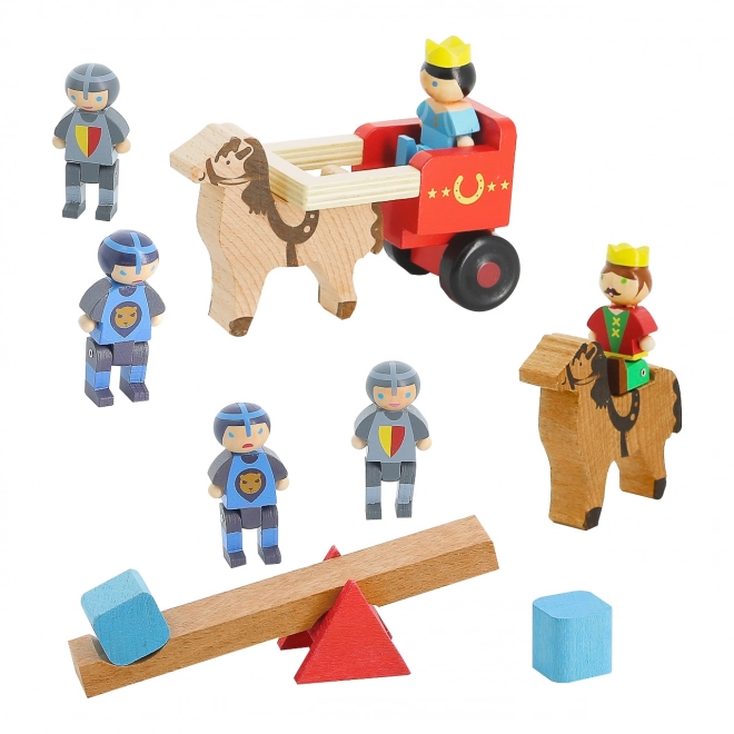 Figurines en bois Jeujura pour constructions Roi, Reine et chevaliers 13 pièces