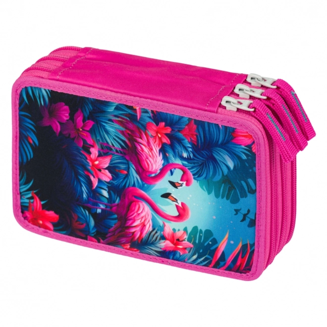 BAAGL Trousse scolaire trois étages Flamants roses