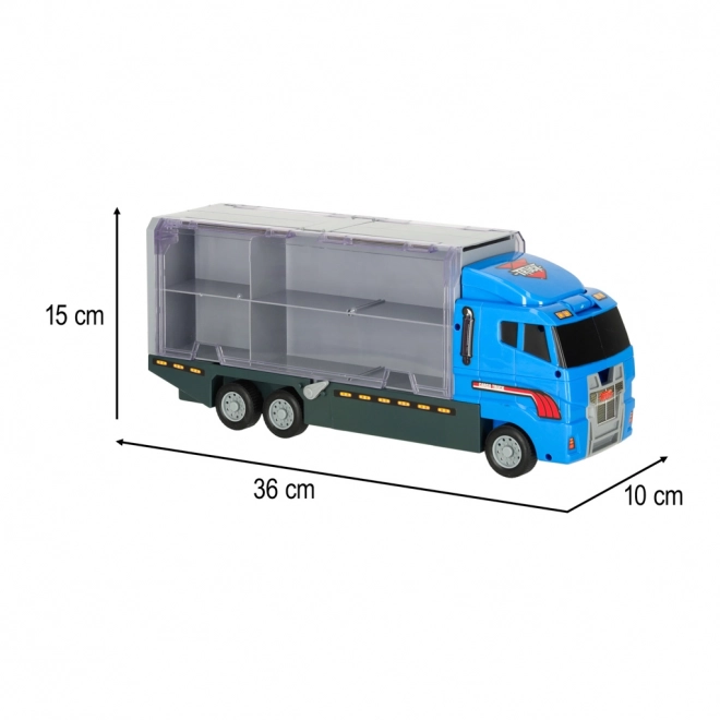 Camion avec voitures de police