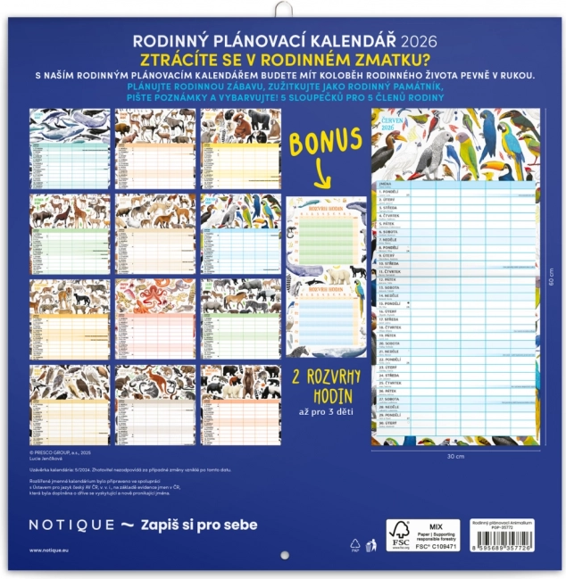 Calendrier de planification familiale Animalium 2026