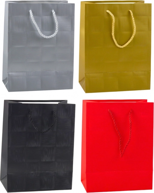 Sac cadeau à motif de carrés texturés 23 × 18 × 10 cm