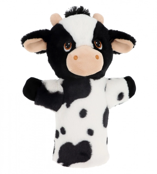 Keeleco Vache - marionnette à main en peluche éco 27 cm
