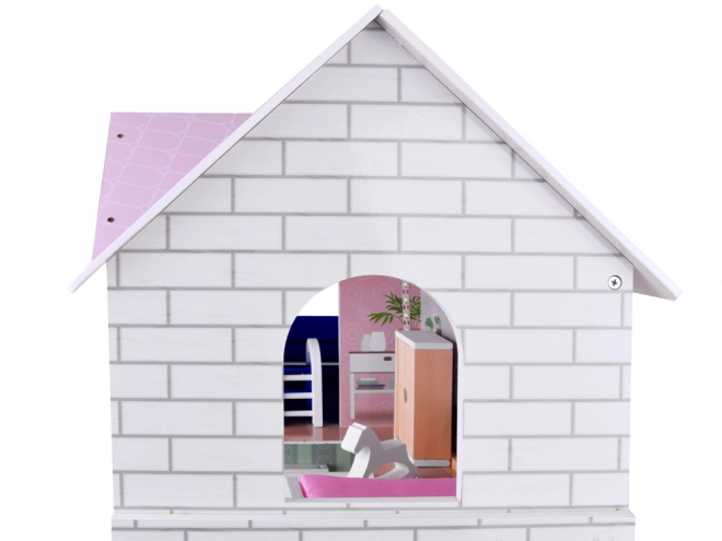 Maison de poupées en bois avec piscine et éclairage LED