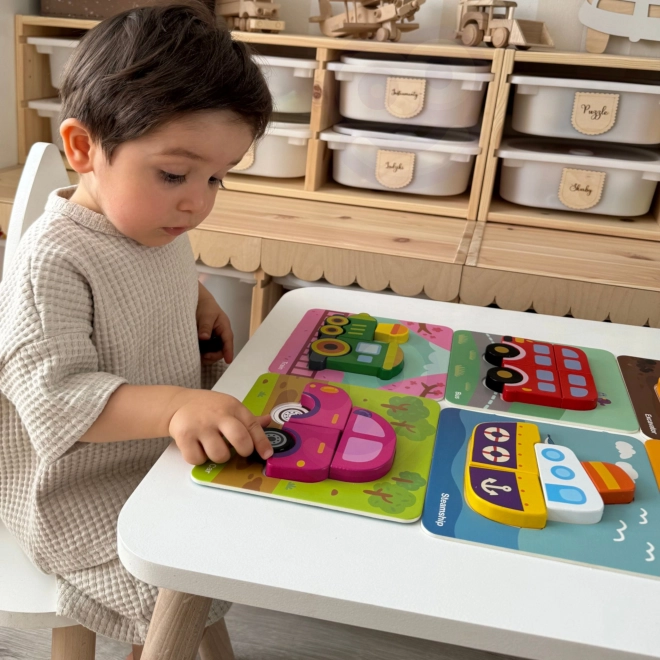 Puzzle en bois véhicules Montessori Woopie FSC