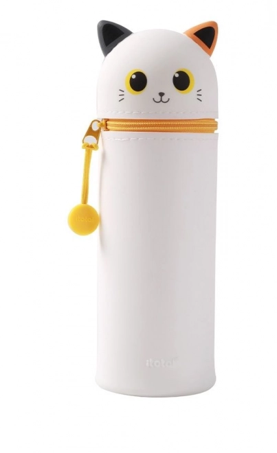 Trousse en silicone en forme de tube avec motifs de chats orange pour les amoureux de chats