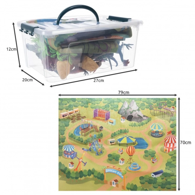 Ensemble de figurines de dinosaures avec tapis de jeu et mallette
