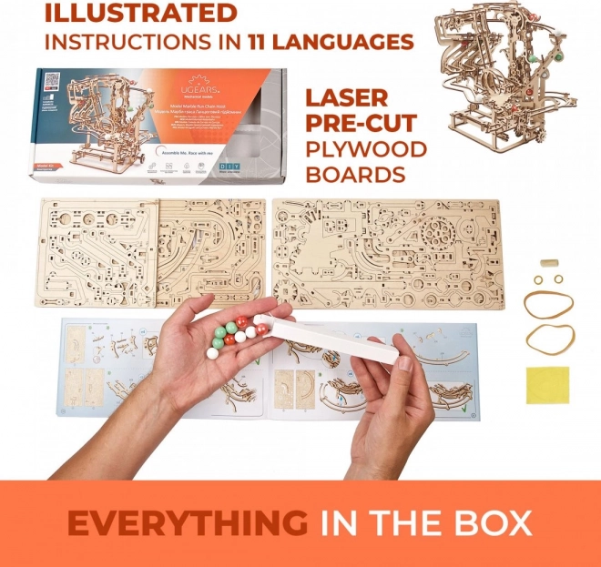 Ugears 3D puzzle mécanique en bois Circuit à billes Chaîne