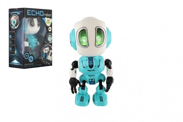 Robot ECHO répétant des phrases en métal 12cm bleu à piles avec son et lumière dans une boîte 10,5x15x5,5cm