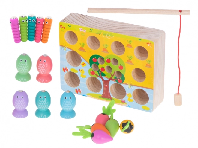 Jeu Magnétique - Pêche de vers, poissons et légumes