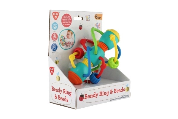 Hochet/anneau de dentition spirale avec billes plastique 16x10cm dans boîte 17x20x10cm 6m+