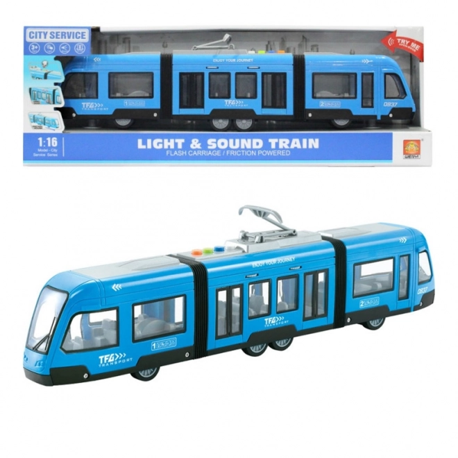 Tramway 1:16 à friction avec portes ouvrantes et effets lumineux et sonores