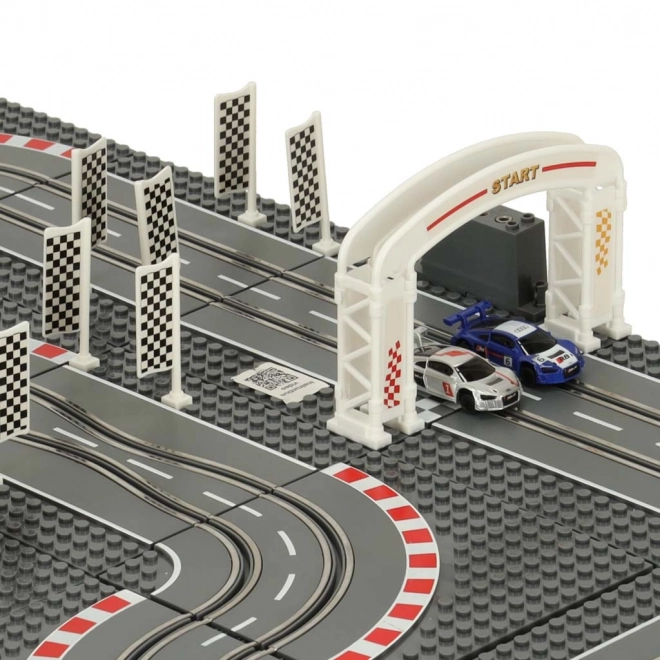 Piste de course policière électrique avec voitures et blocs de construction