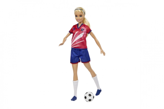 Barbie poupée de football en maillot rouge