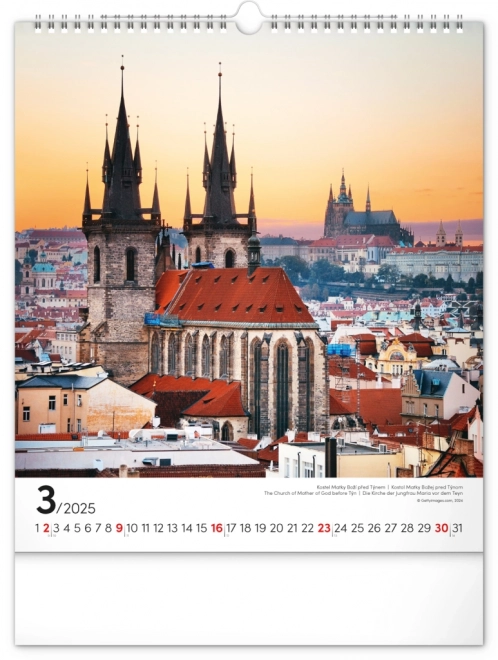 Calendrier mural Prague 2025, 30 × 34 cm