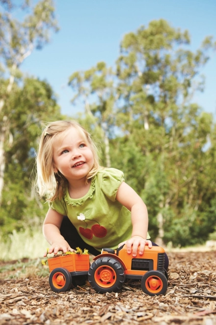 Tracteur avec remorque orange de Green Toys