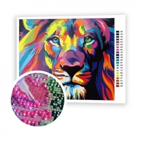 Kit de peinture au diamant - lion arc-en-ciel