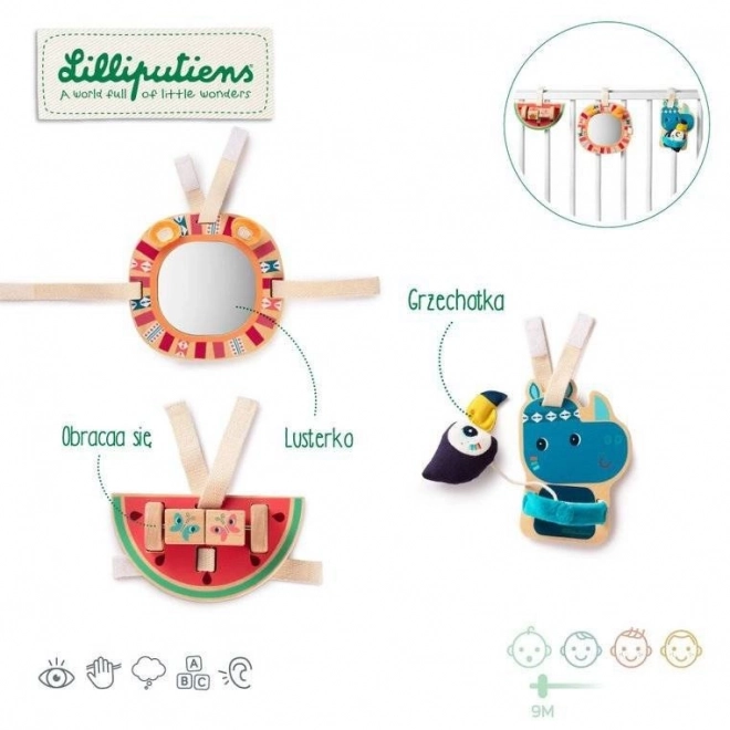 Lilliputiens - Jouets Suspendus en Bois Rhinocéros Marius dès 9 Mois