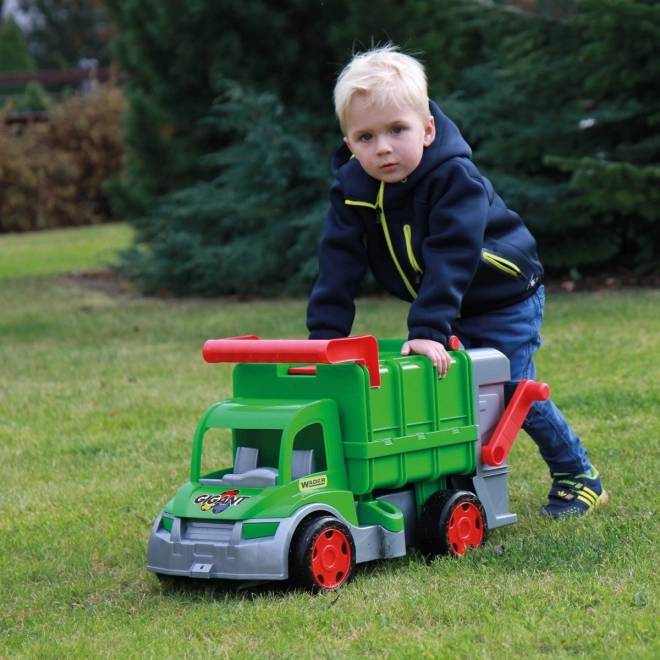Camion poubelle fonctionnel Wader 65 cm vert avec conteneur en plastique