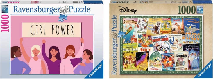 Ravensburger set de 2 puzzles 1000 pièces – Disney Vintage Movie Posters et Girl Power