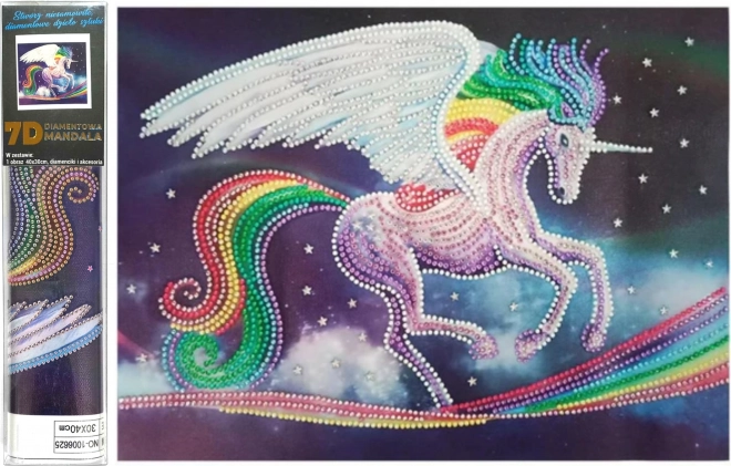 Peinture diamant 7D – licorne arc-en-ciel 30 × 40 cm