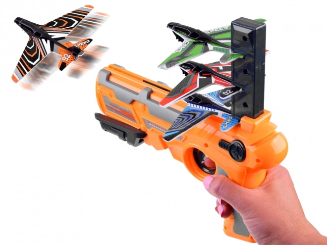 Grande pistolet avec lanceur d'avions – Orange