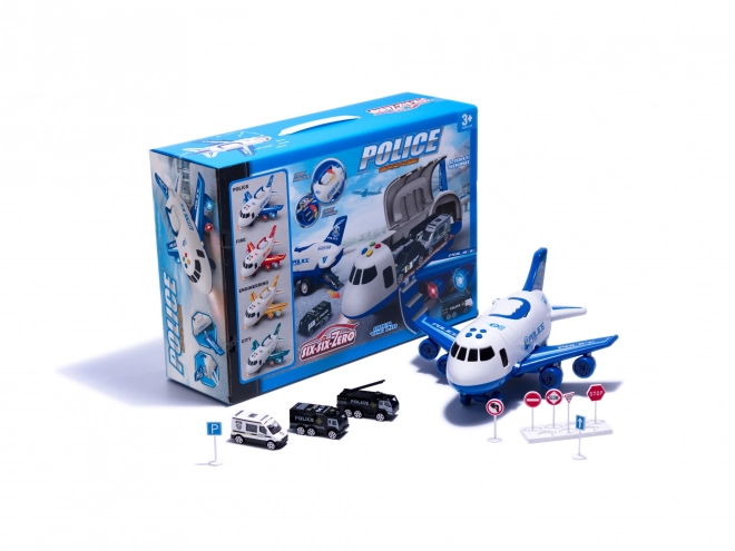 Transporteur d'avion et 3 voitures de police