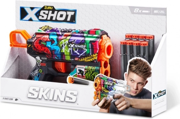 ZURU X-Shot Skins Flux pistolet à fléchettes en mousse, 8 fléchettes