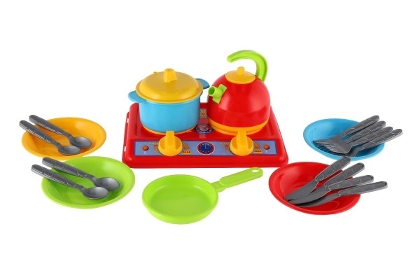 Ensemble de vaisselle avec cuisinière