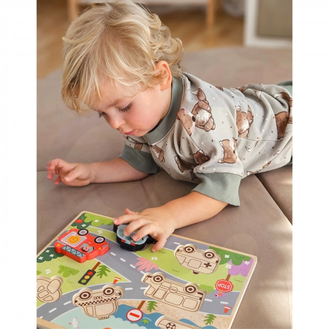 Puzzle en bois Montessori ville