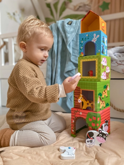 Woopie puzzle de ferme verte avec blocs et figurines
