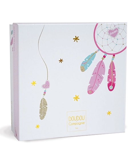 Coffret cadeau - peluche chat rose 26 cm