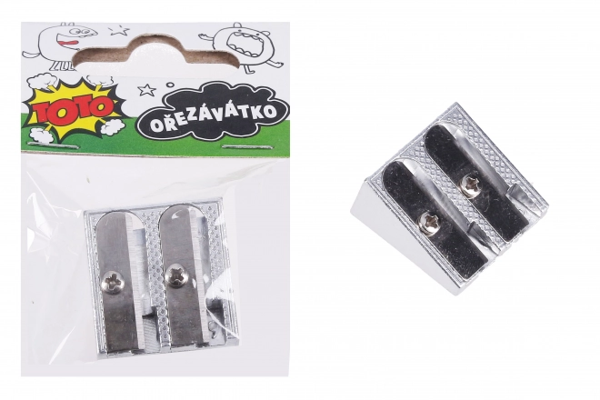 Taille-crayon en métal pour deux crayons