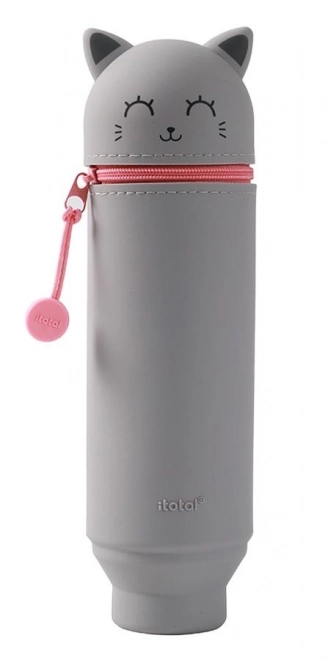 Trousse en silicone tube Cat Lovers chat gris