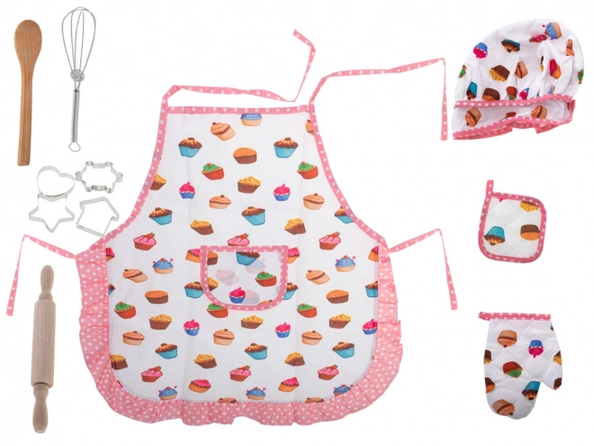 Ensemble de cuisine pour enfants avec toque, tablier et ustensiles