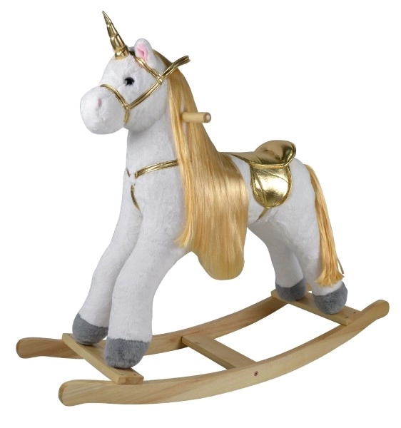 Licorne à bascule en peluche blanche avec effets