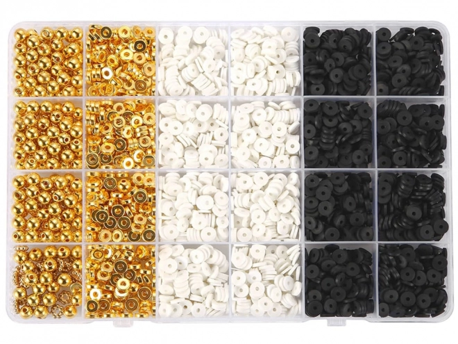 Ensemble de perles pour créer un bracelet d'amitié en or, noir et blanc