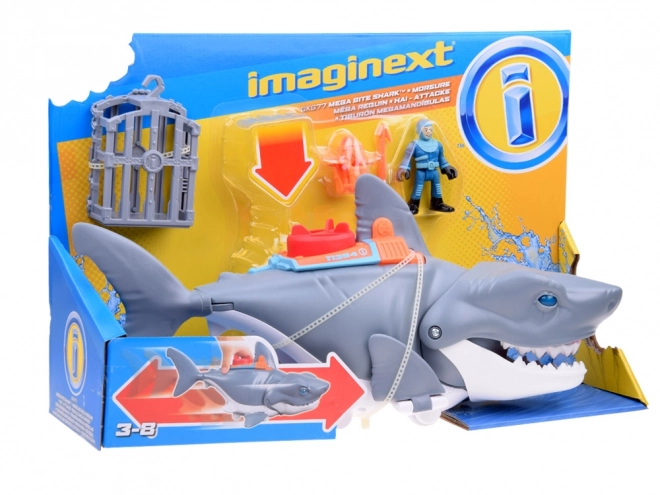 Mega requin attaquant Imaginext avec mâchoire mobile