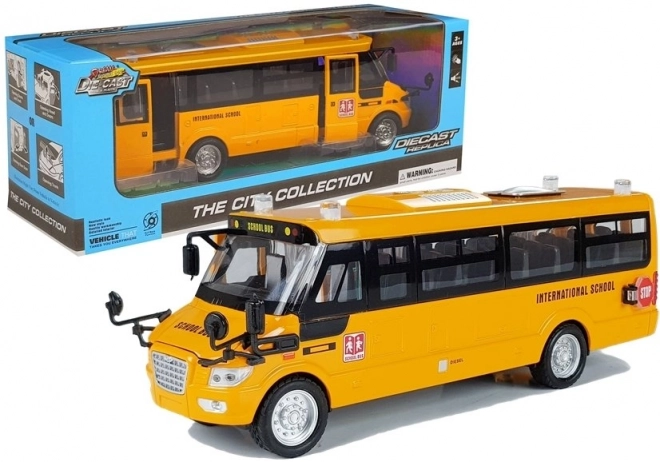 Autobus scolaire en métal avec moteur à remontoir