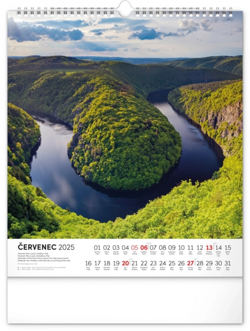 Calendrier mural NOTIQUE Balades dans le paysage tchèque 2025, 30 x 34 cm